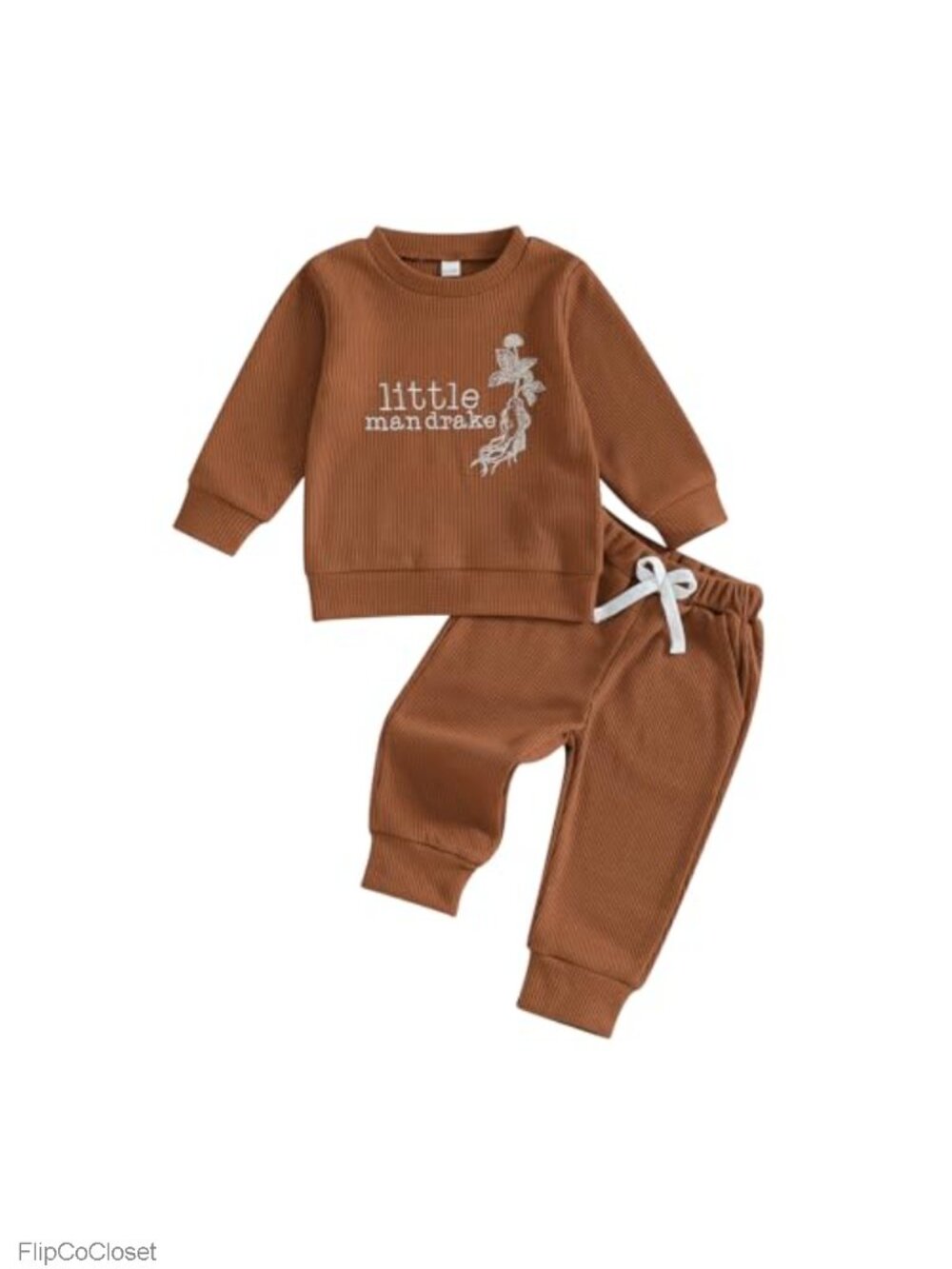 Toddler Waffle Knit Sweatshirt and Pants Set, Fall Outfit, 2-Piece Cotton Blend